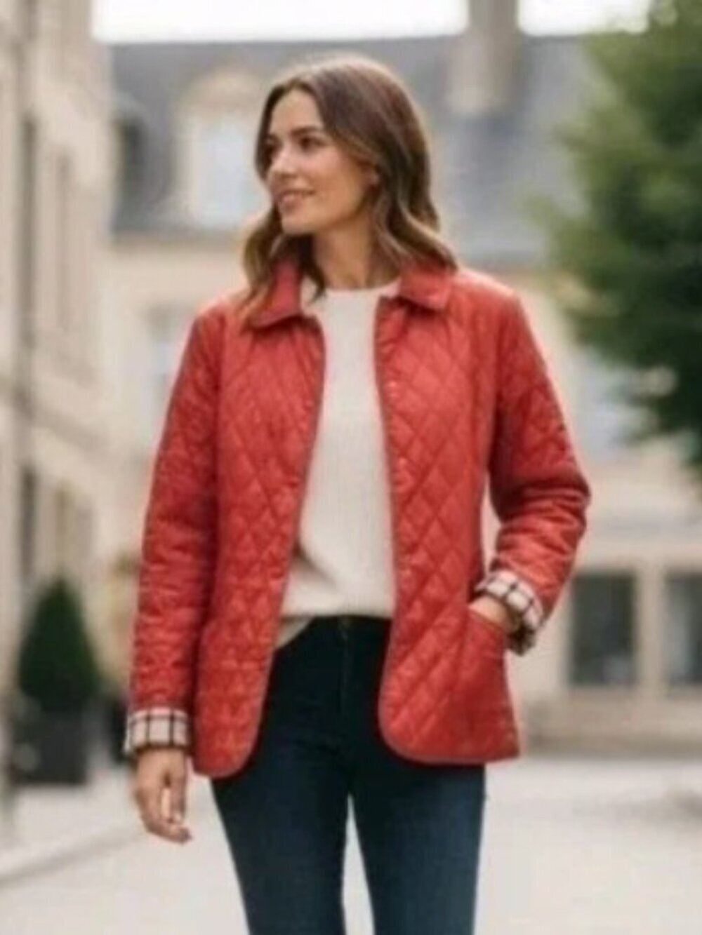 Brooks Brothers 346 Quilted Deep Coral Snap Down Jacket Size 10